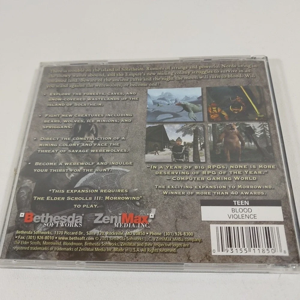 The Elder Scrolls III 3 Bloodmoon Morrowind Expansion‎ Pack CD 2003